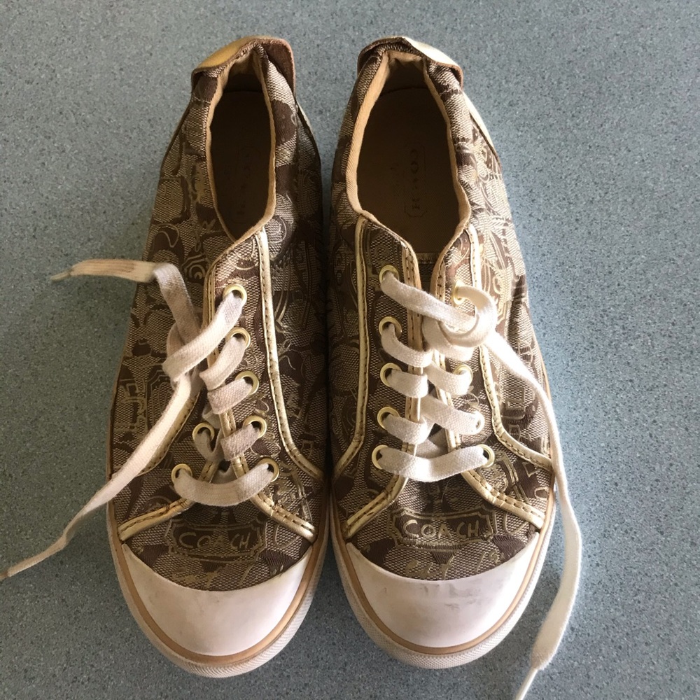 Coach Barrett Q675 Gold Fashion Sneakers -size 8